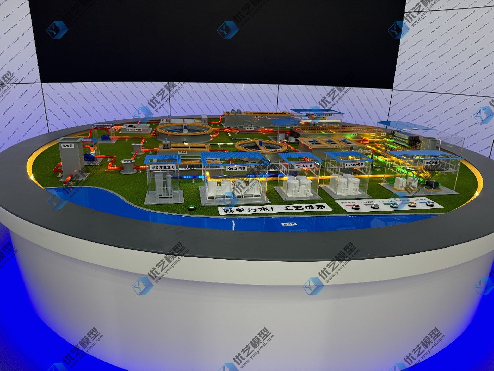 污水處理廠結構、工藝流程仿真模型，污水處理廠沙盤模型，污水處理廠模型